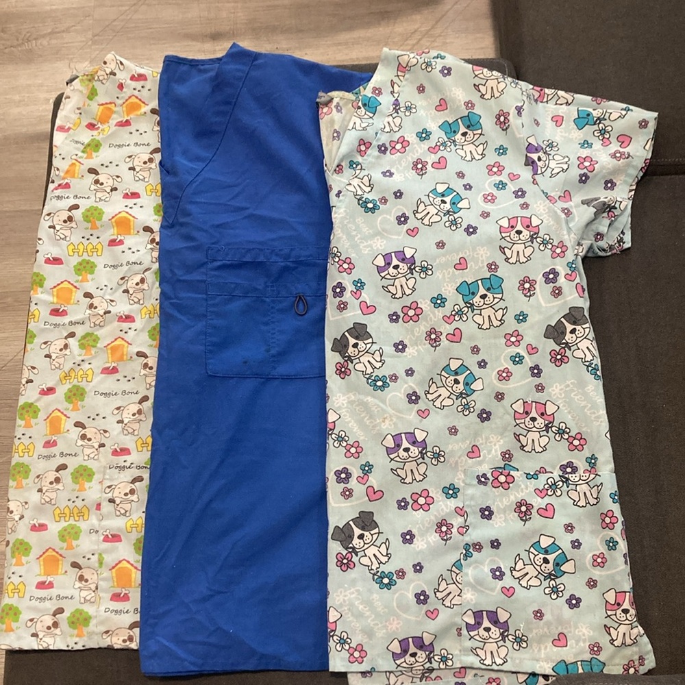 Scrub Tops 2 Med & 1 Extra Lg